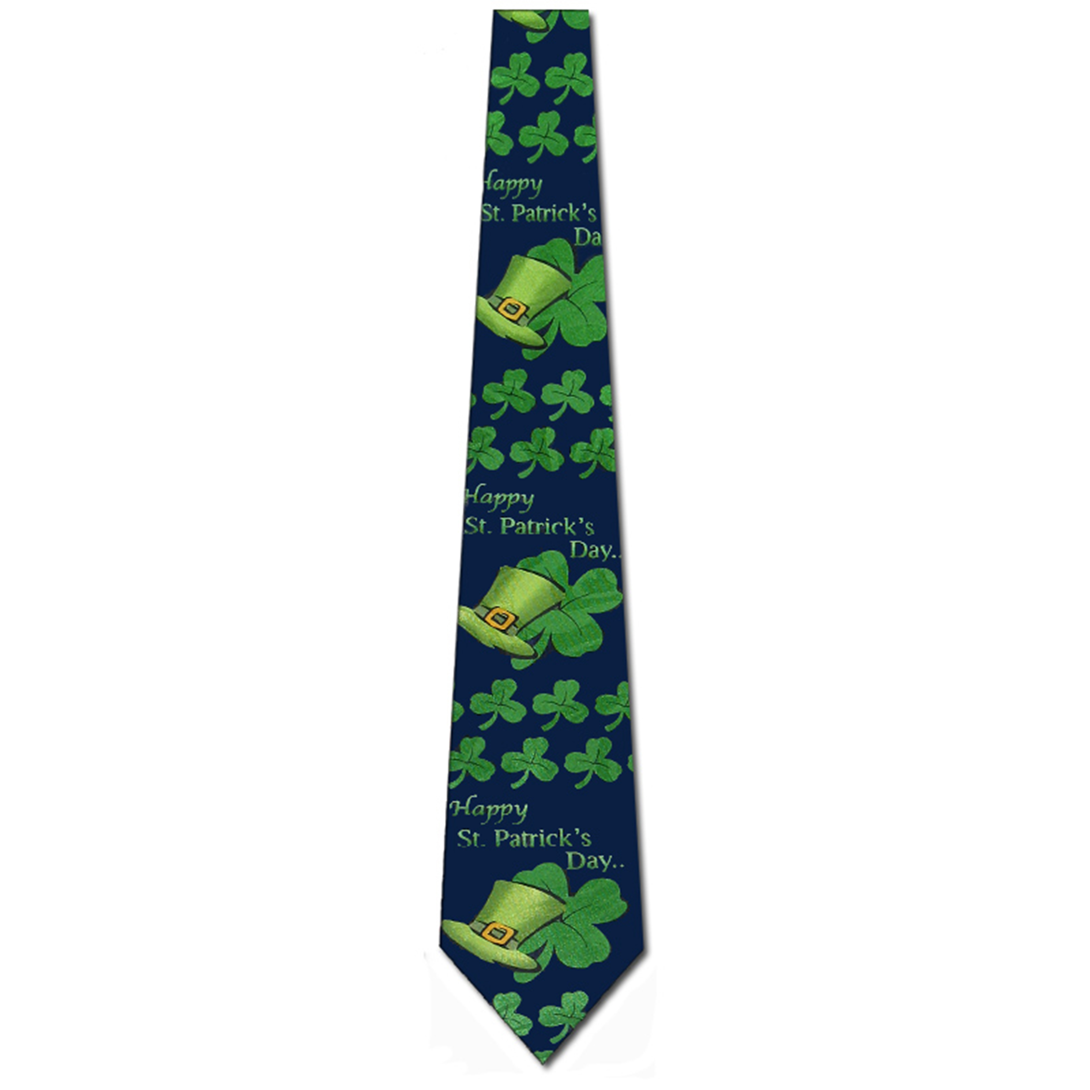 1693-102: Happy St Patricks Day Ties Clovers and Irish Hats Necktie Navy by Steven Harris at Abcties.com