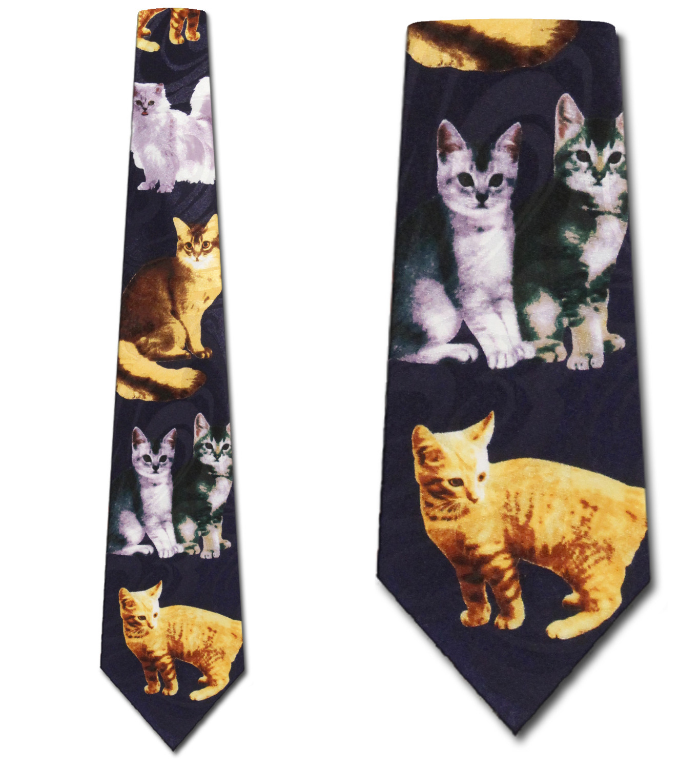 1403-102: Cat Ties Navy Kitty Neckties by Steven Harris