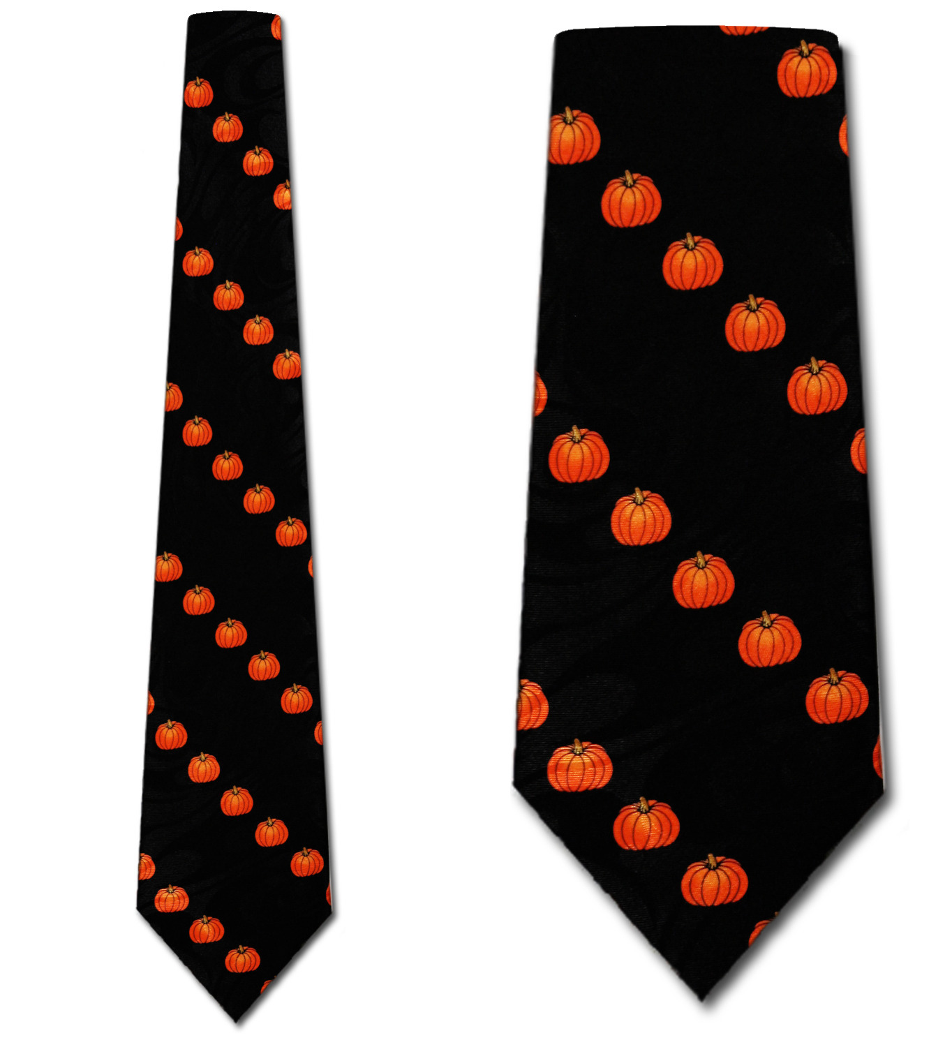 1983-100: Pumpkin Stripes Tie Conservative Halloween Neckties Black by Steven Harris