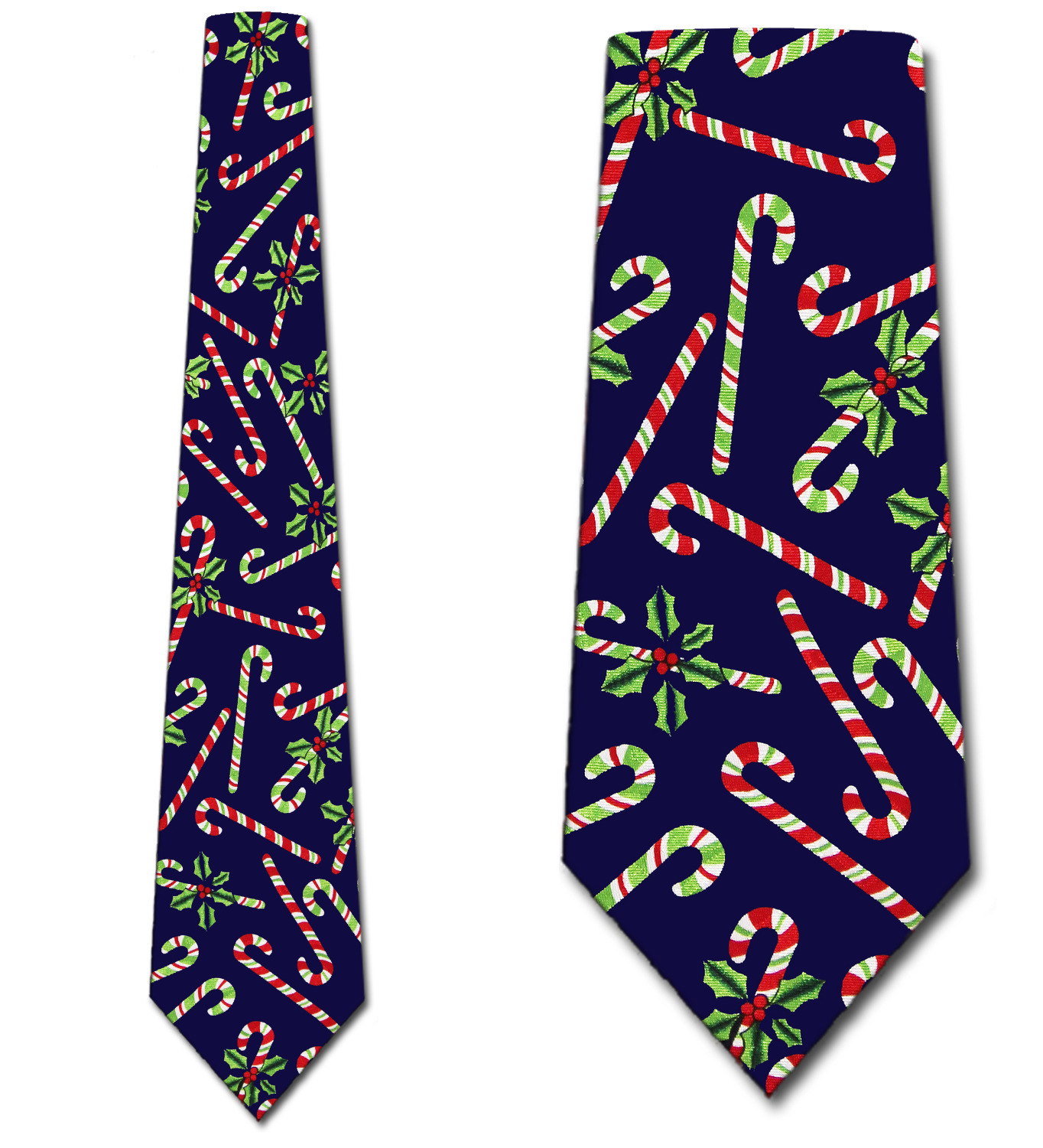 1834-102: Candy Canes Ties Christmas Neckties Navy by Steven Harris