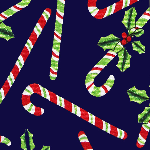 1834-102: Candy Canes Ties Christmas Neckties Navy by Steven Harris