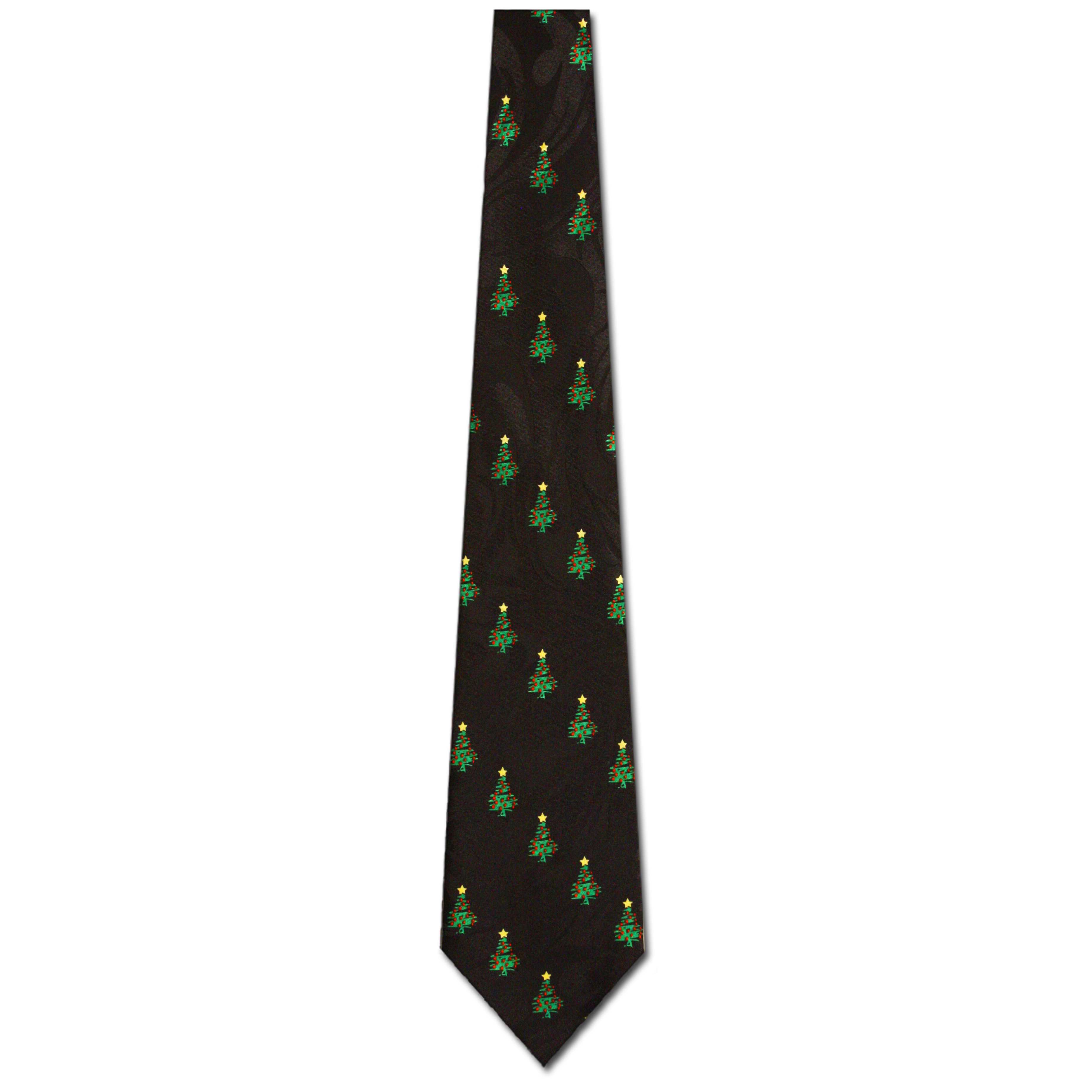 1989-100: Christmas Tree Ties Holiday Diagonal Trees Necktie Black by Steven Harris at Abcties.com