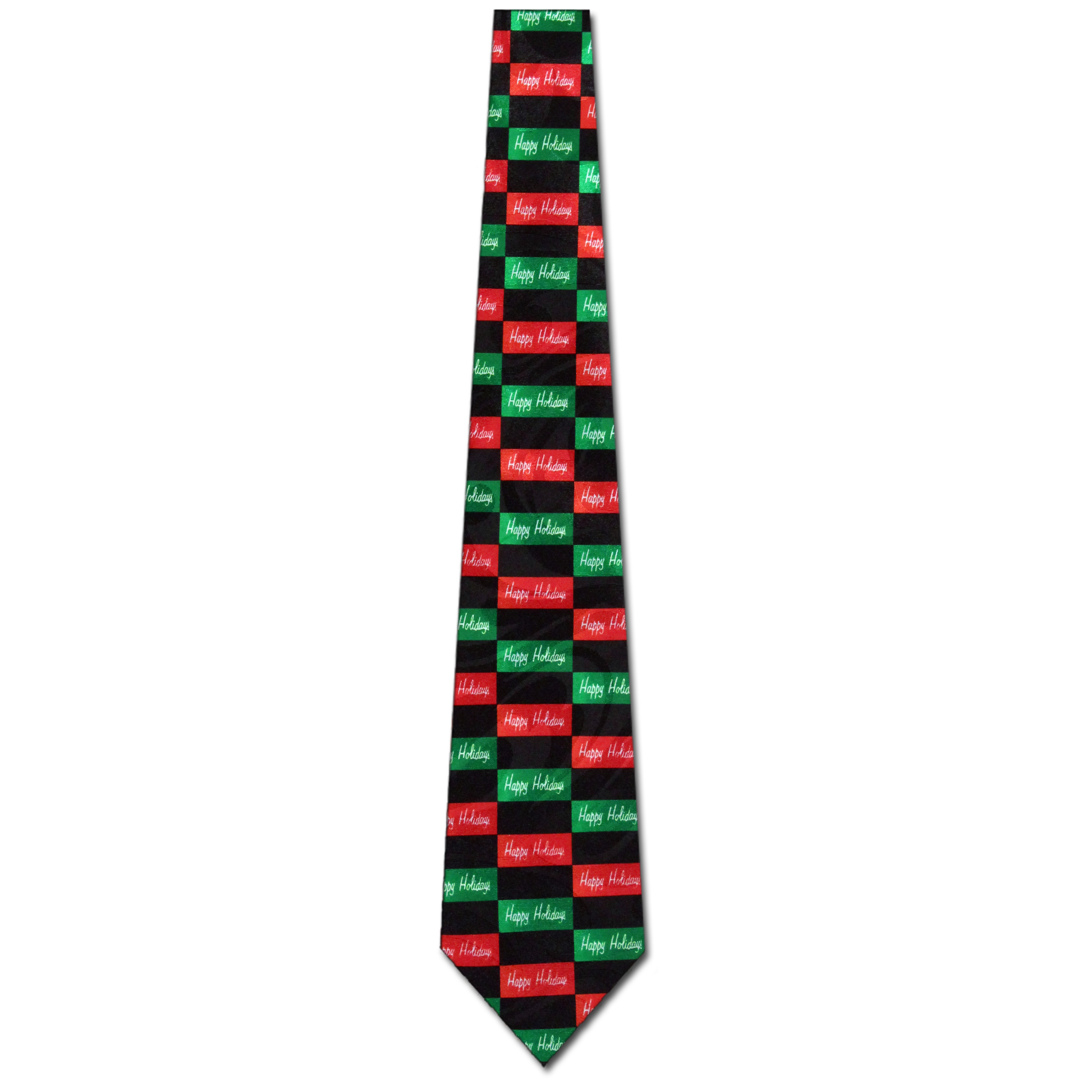 2100-100: Happy Holidays Ties Checkered Holiday Neckties Black by Steven Harris at Abcties.com