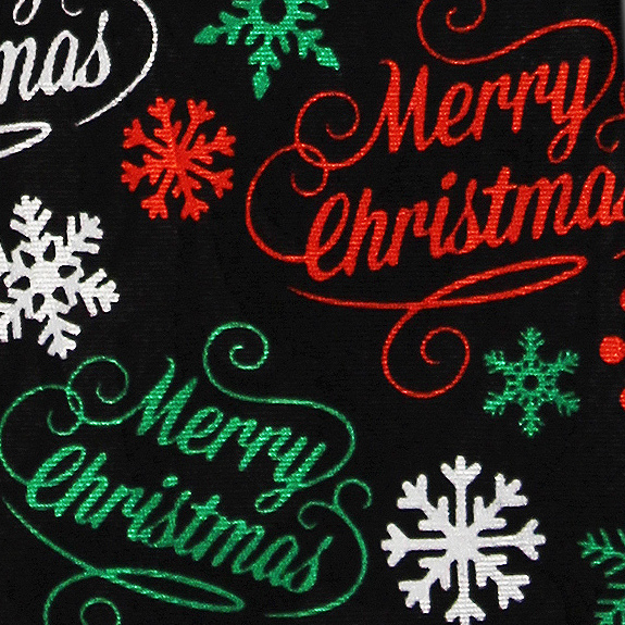 2152-100: Merry Christmas Ties Snowflakes Necktie Black by Steven Harris