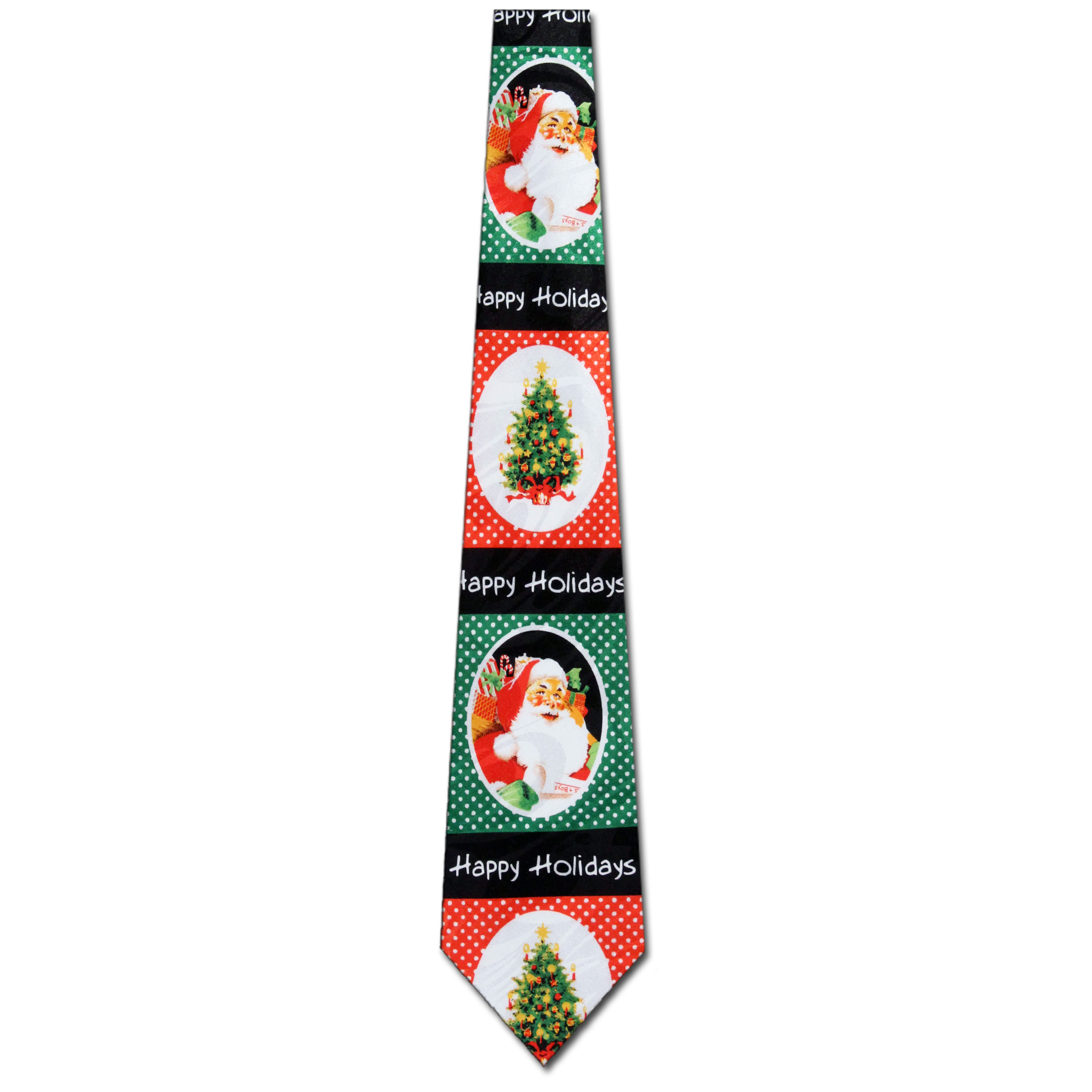 2240-100: Happy Holidays Neckties Santa Christmas Tree Ties Black by Steven Harris at Abcties.com