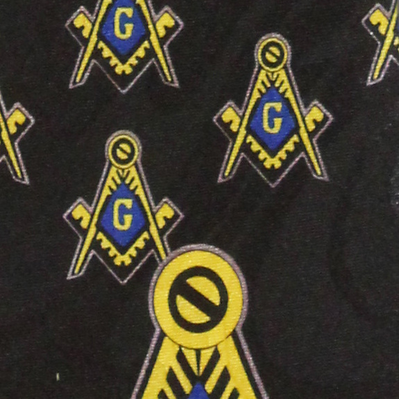 1312-100: Mason Ties Black Large Square and Compasses Necktie by Steven Harris