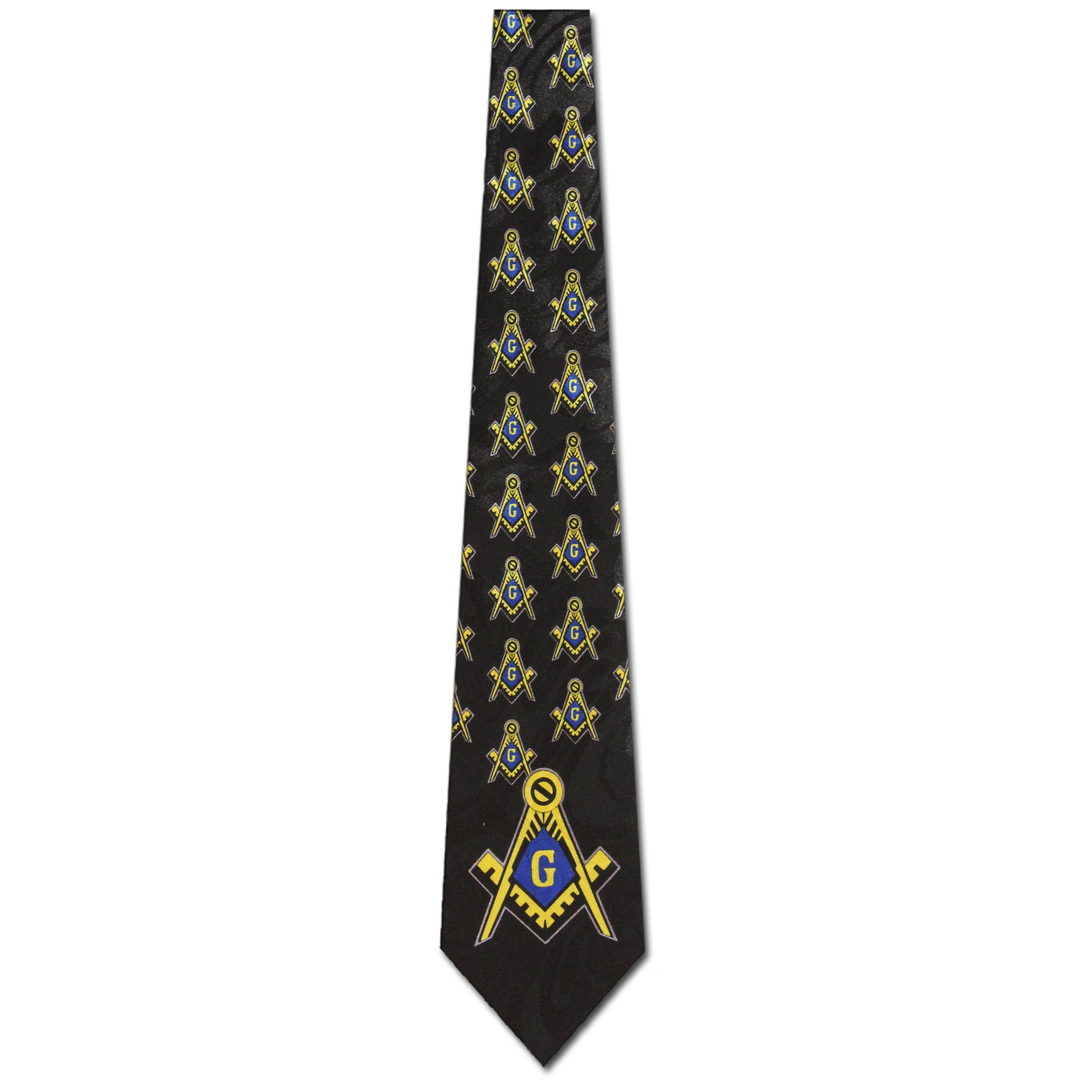 1312-100: Mason Ties Black Large Square and Compasses Necktie by Steven Harris at Abcties.com