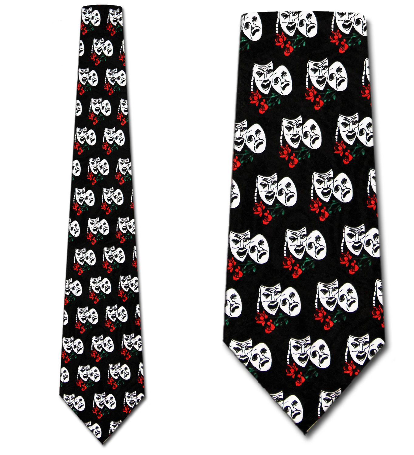 763-100: Comedy Tragedy Ties Black Masks Theater Neckties by Steven Harris