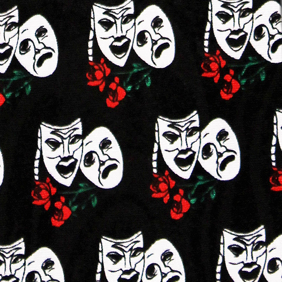763-100: Comedy Tragedy Ties Black Masks Theater Neckties by Steven Harris