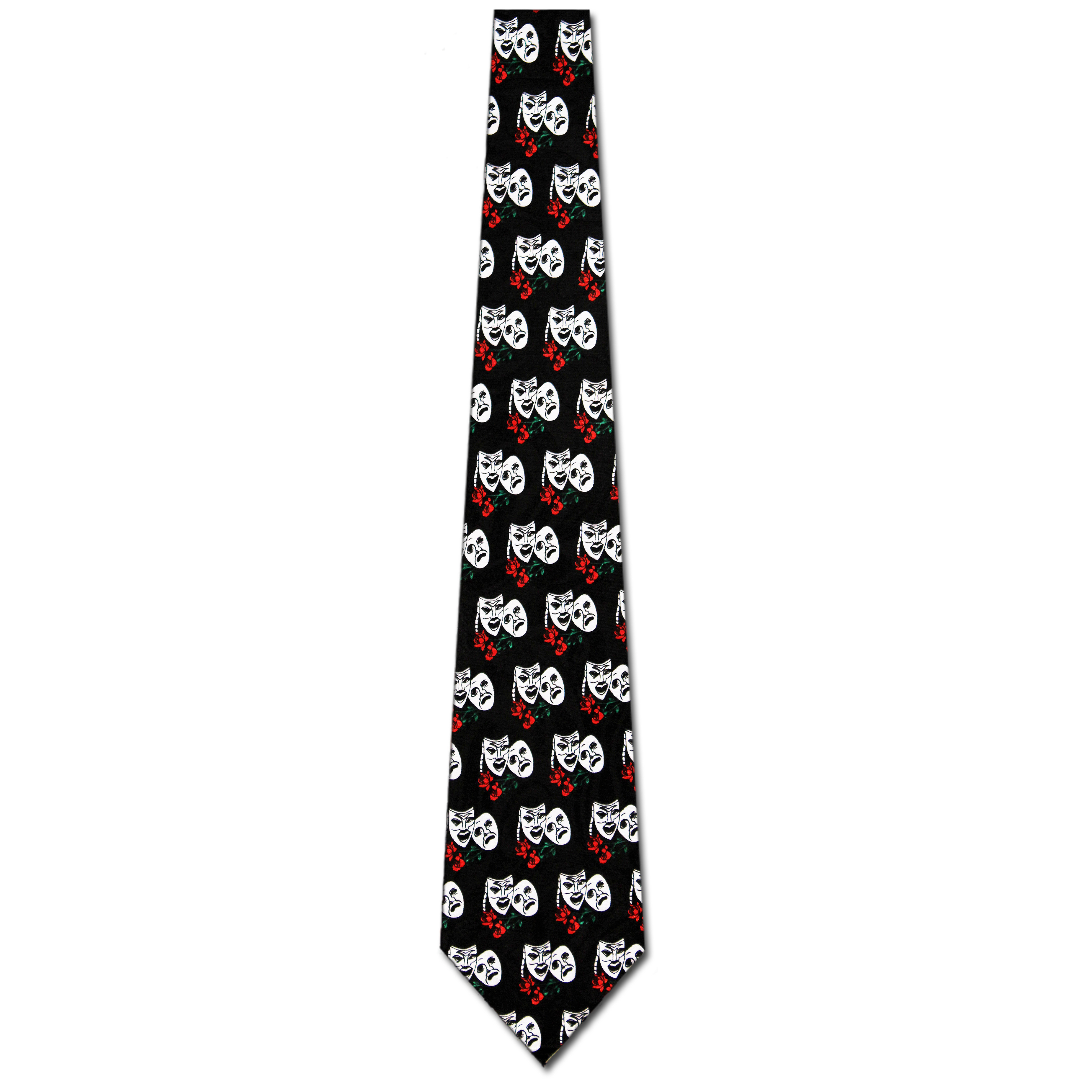 763-100: Comedy Tragedy Ties Black Masks Theater Neckties by Steven Harris at Abcties.com