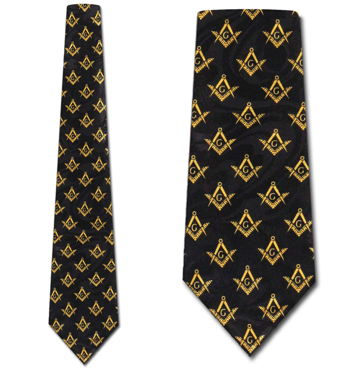 2138-100: Mason Ties Small Logo Black Allover Repeat Necktie by Steven Harris