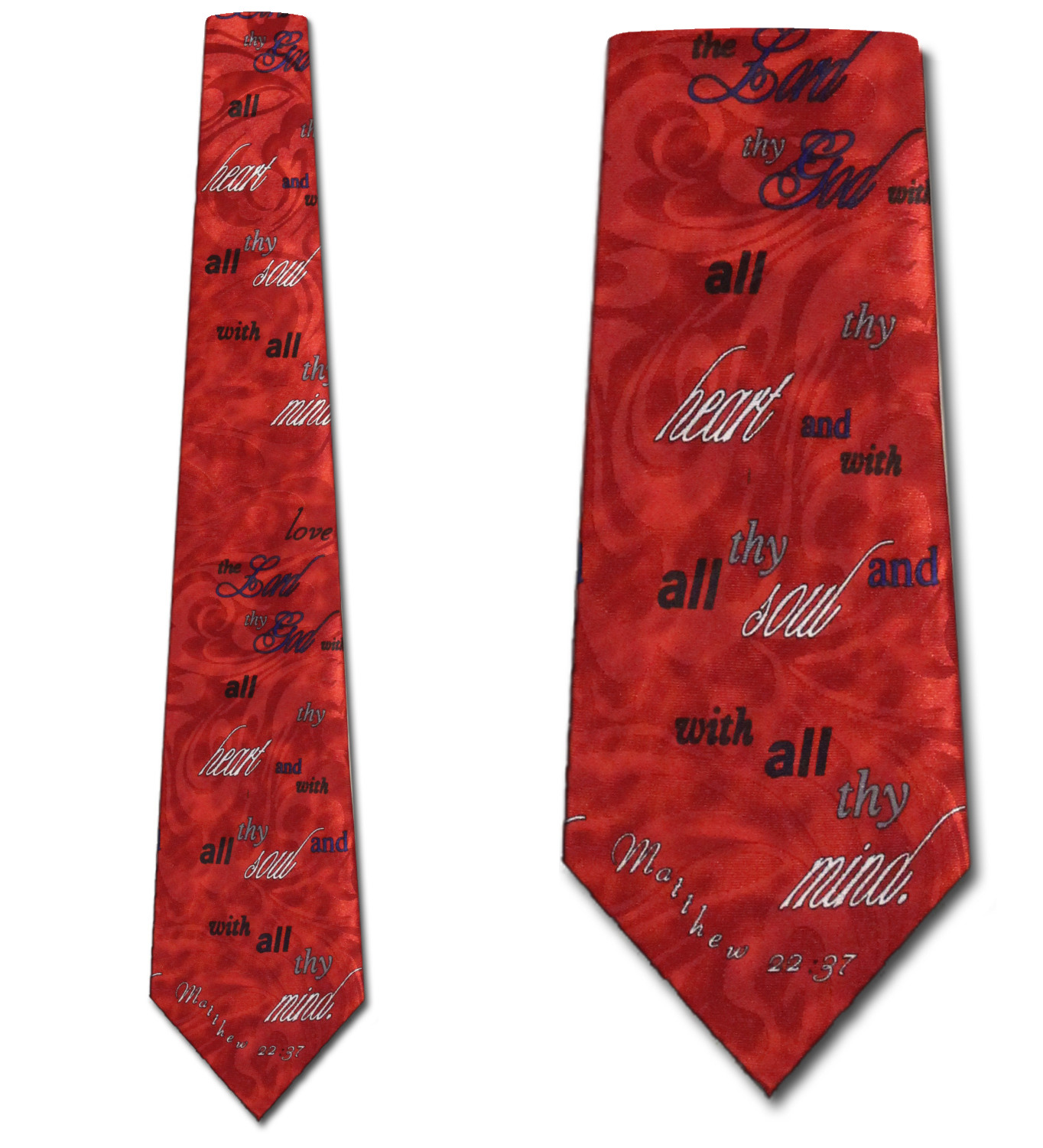 1523-104: Matthew 22 37 Ties Love the Lord Neckties Red by Steven Harris
