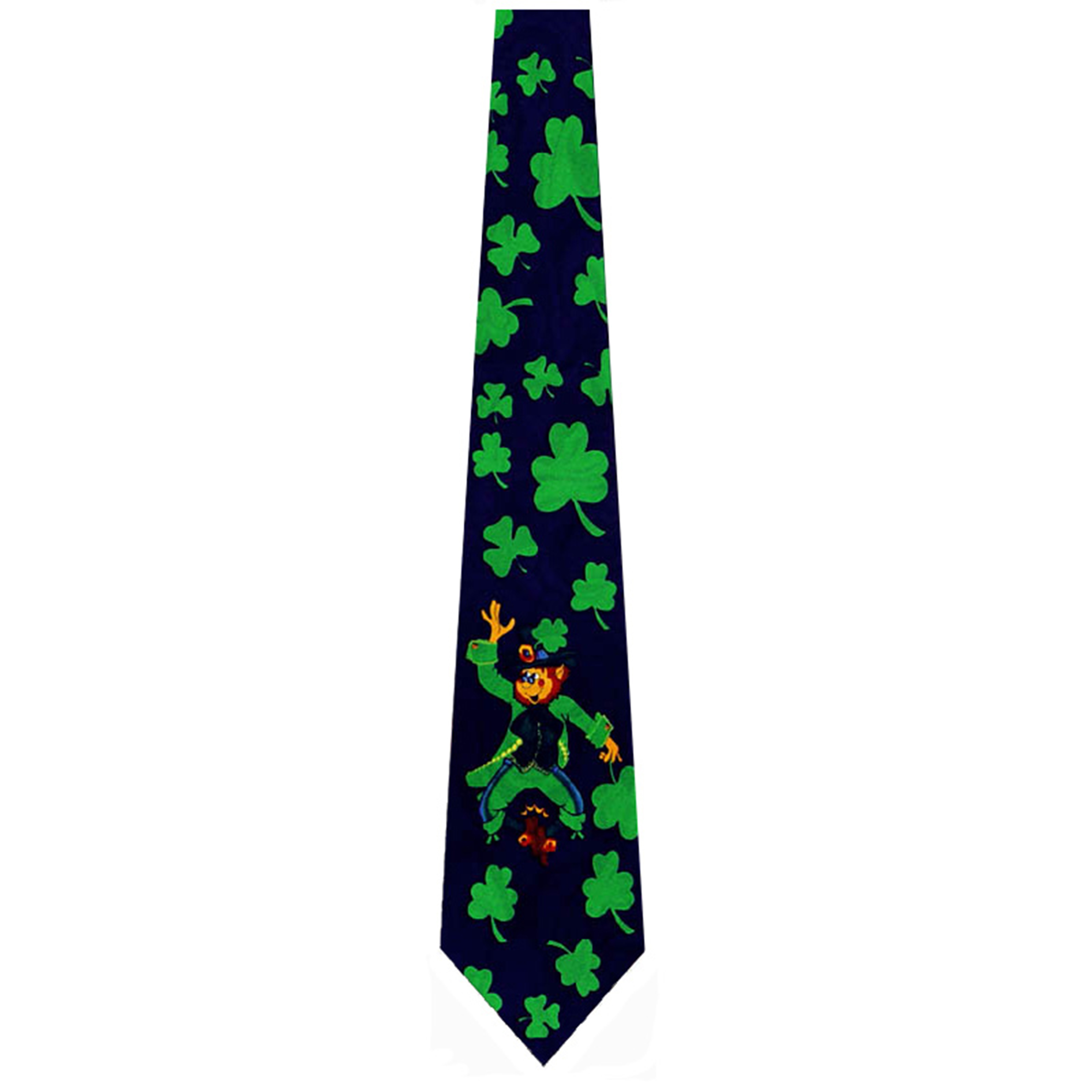 312-102: Leprechauns Clovers Ties Irish St Patricks Day Neckties Navy by Steven Harris at Abcties.com