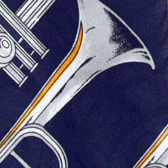 135-102: Trumpet Ties Silver Trumpets Allover Navy by Steven Harris