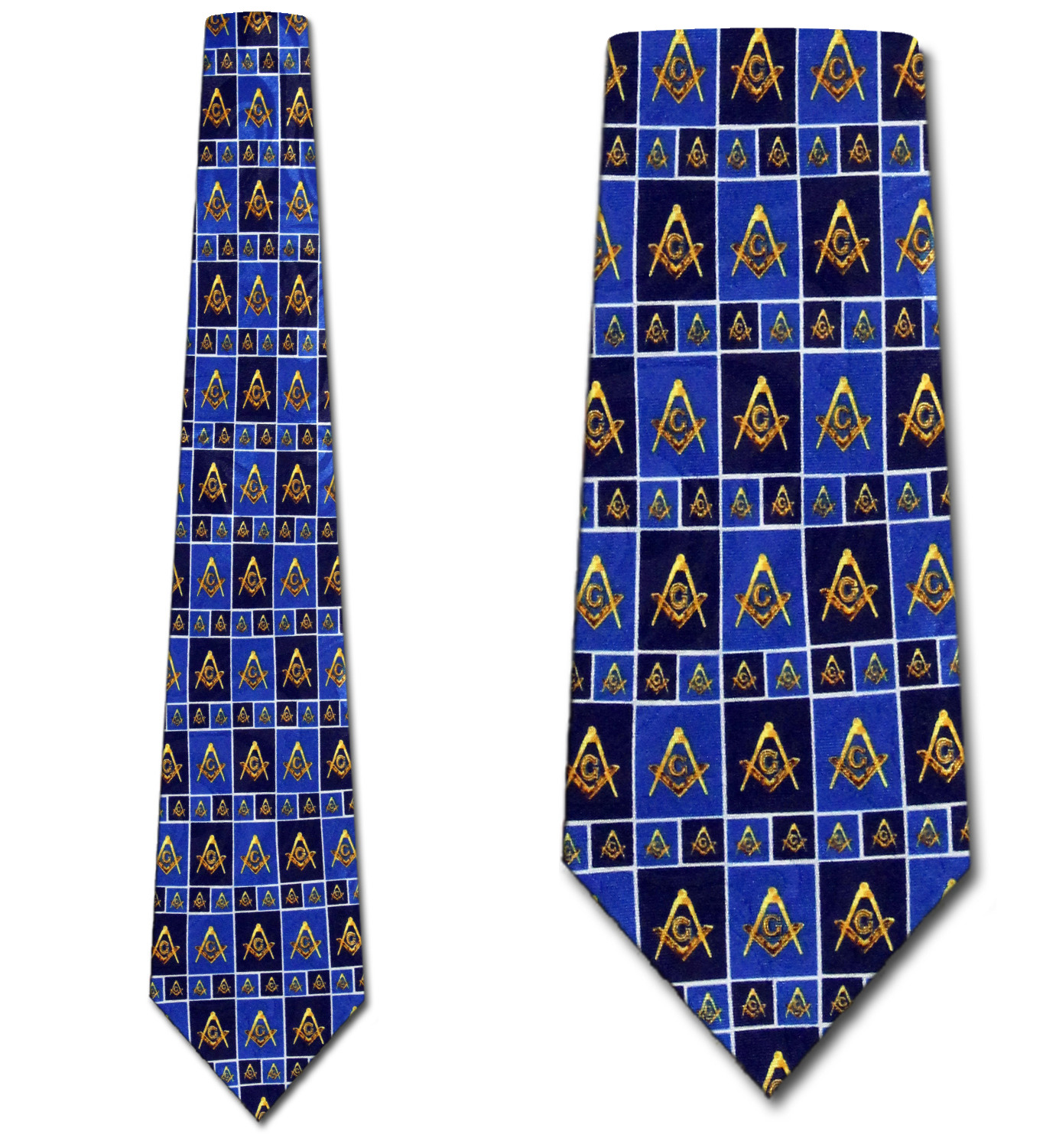 1853-102: Masons Checker Ties Navy Square and Compass Neckties by Steven Harris