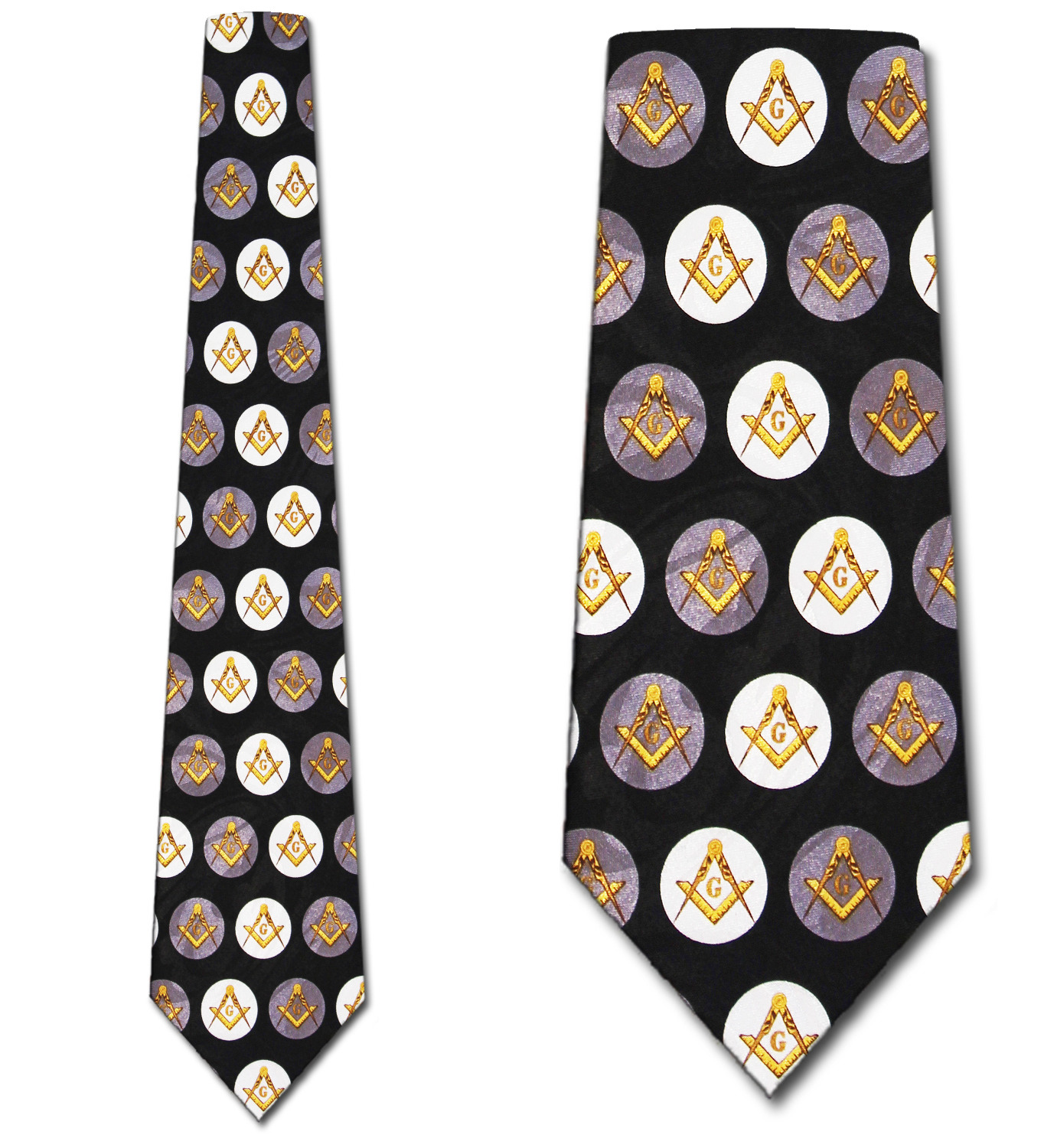 1812-100: Mason Polka Dot Ties Black Masons Dots Neckties by Steven Harris