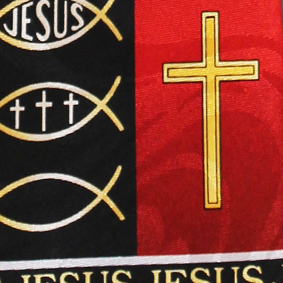 1657-100: Christian Panels Crosses Fish Neckties Black by Steven Harris
